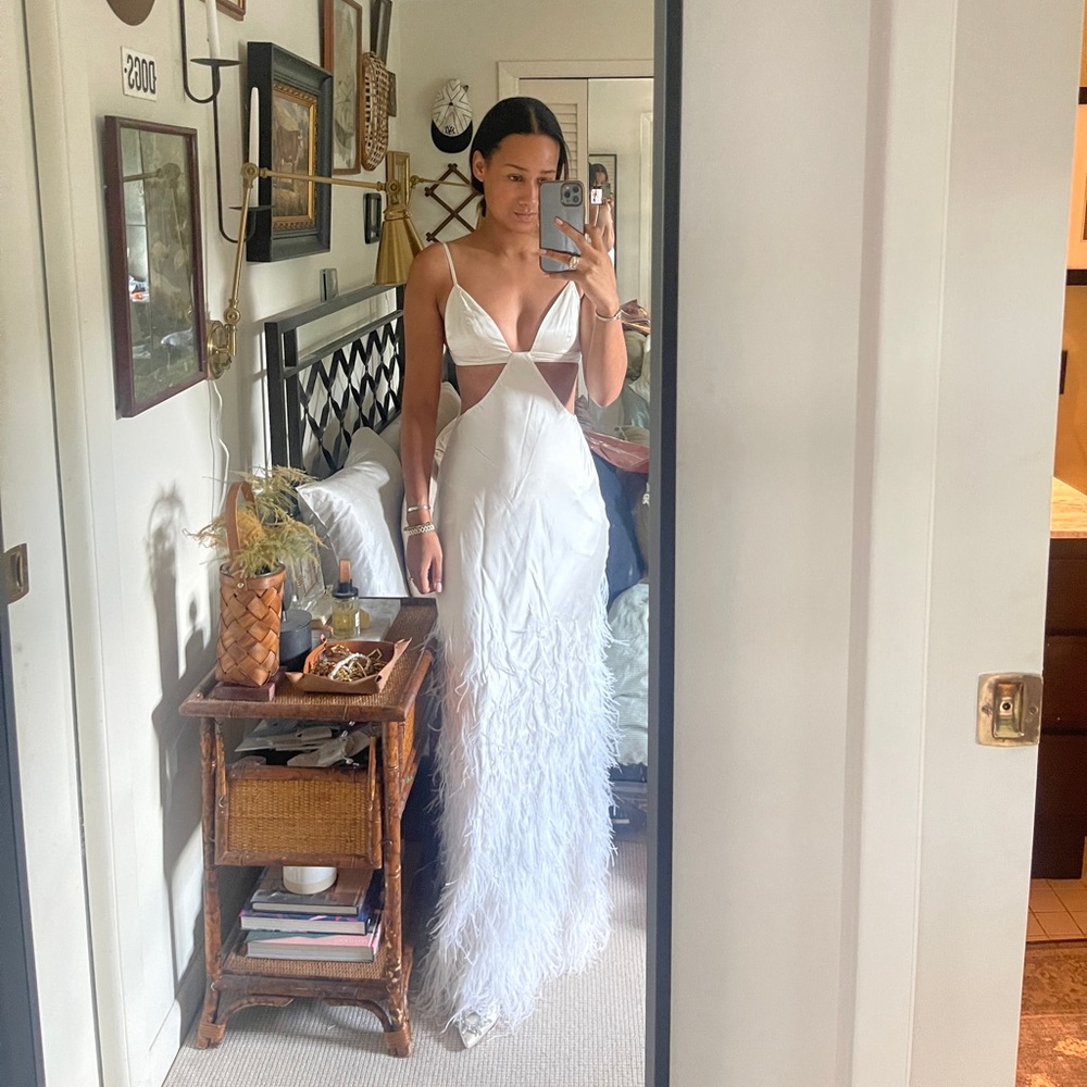 Cult Gaia Raisa Feather Gown Dress Bridal